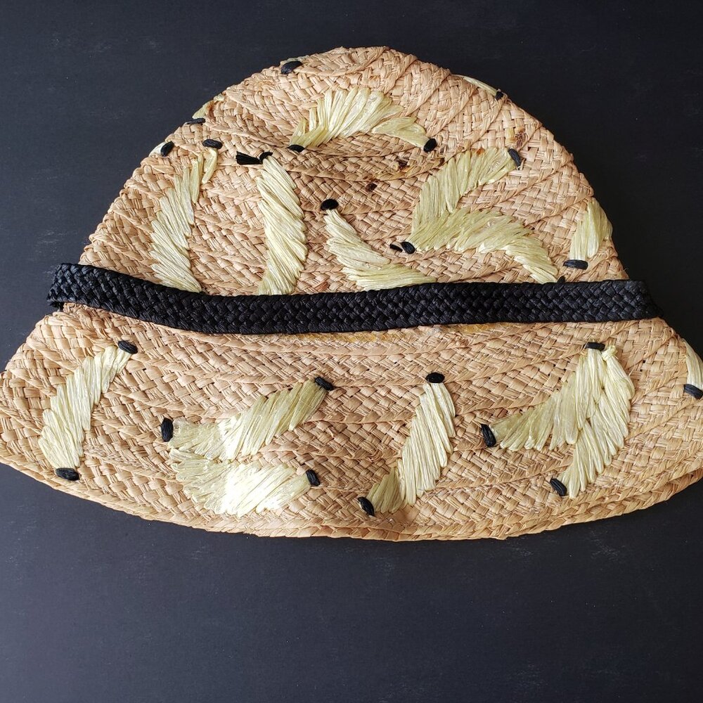 Kate Spade 'That's Bananas' Embroidered Sun Hat, Natural